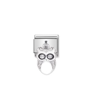 NOMINATION CLASSIC LINK OWL CHARM WITH STONES