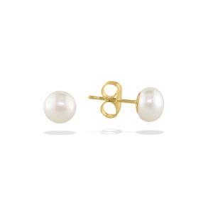 Pearl Stud Earrings Yellow Gold 5.5MM