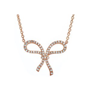 Rose Gold Diamond Bow Necklace