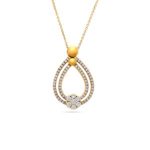 18ct Yellow Gold Diamond Encrusted Pendant and Chain