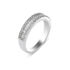 18ct White Gold Half Eternity Baguette Diamond Ring