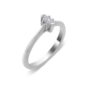 18ct White Gold Marquise Diamond Solitaire Ring