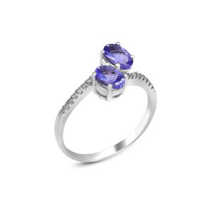 9ct White Gold Tanzanite and Diamond Ring