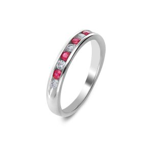 18ct White Gold Ruby and Diamond Half Eternity Ring