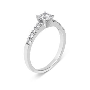 18ct White Gold Diamond Ring with Micro-Pavé Set Shank
