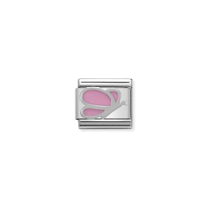NOMINATION CLASSIC LINK PINK BUTTERFLY IN SILVER