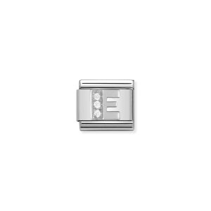 NOMINATION CLASSIC LINK LETTER E WITH CZ IN 925 SILVER