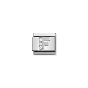 NOMINATION CLASSIC LINK LETTER F WITH CZ IN 925 SILVER