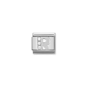 NOMINATION CLASSIC LINK LETTER R WITH CZ IN 925 SILVER