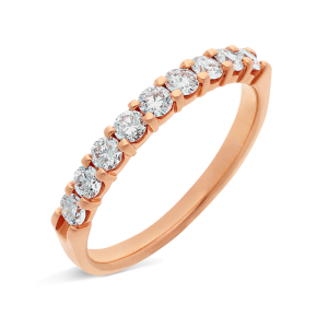 Diamond Half Eternity Ring Rose Gold Claw Set