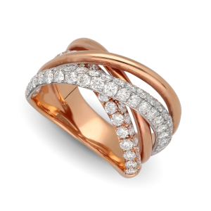 18ct Rose Gold Cross Over Multi Eternity Ring