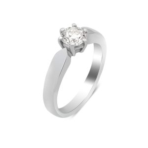 18ct White Gold Diamond Solitaire 6-Prong Ring