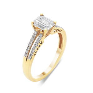 18ct Yellow Gold Emerald Cut Diamond Ring