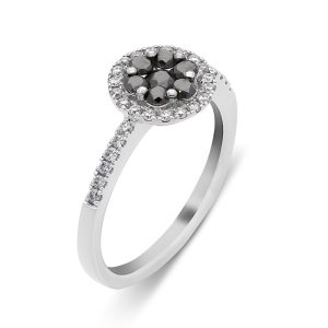 14ct White Gold Illusion Set Black Diamond Ring