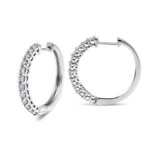 18ct White Gold Diamond Hoop Earrings