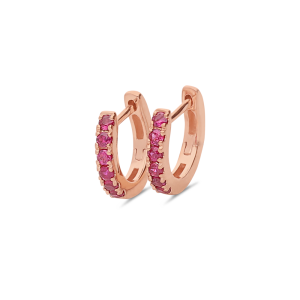 9ct Rose Gold Ruby Huggie Earrings