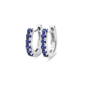 9ct White Gold Blue Sapphire Huggie Earrings