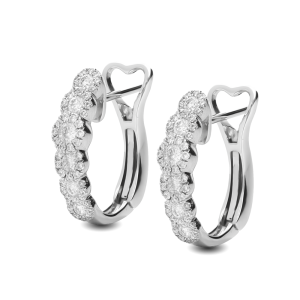 18ct White Gold Scalloped Diamonds Huggie Earrings