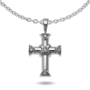 14ct White Gold Diamond Cross