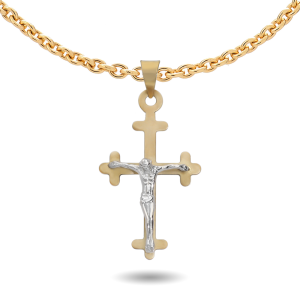 A 9ct Bi-Colour Gold Crucifix Pendant