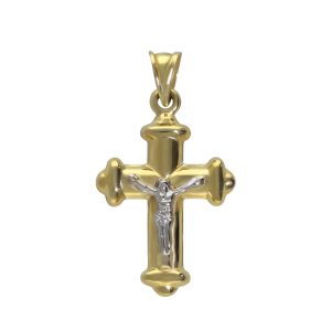 A 9ct Two-Tone Gold Crucifix Cross Pendant