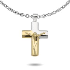 A 14ct Two-Tone Crucifix Cross Pendant