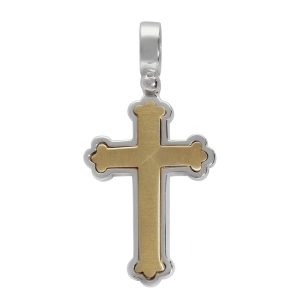 9ct Bi-Colour Gold Cross Pendant