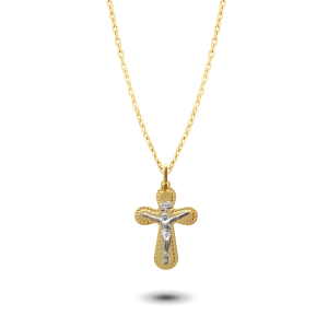 9ct Bicolour Gold Crucifix Pendant