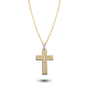 9ct Bicolour Gold Cross Pendant