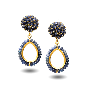 18ct Yellow Gold Blue Sapphire Drop Earrings