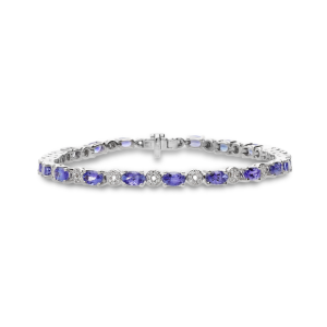 9ct White Gold Tanzanite and Diamond Bracelet