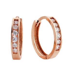 Diamond Huggie Earrings Rose Gold Channel Set